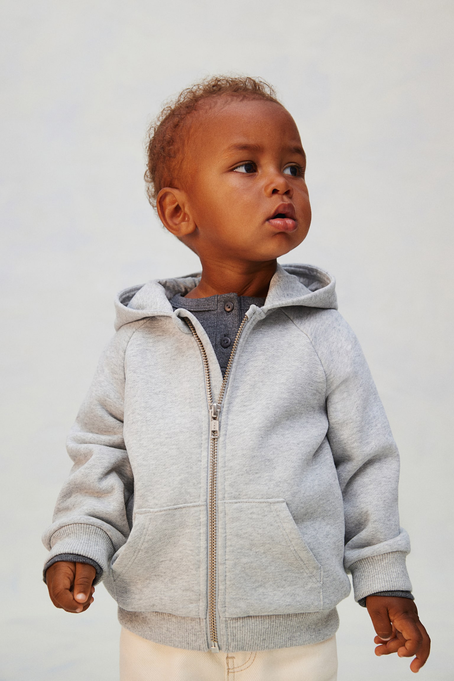 Zip-through hoodie - Light grey marl - 4