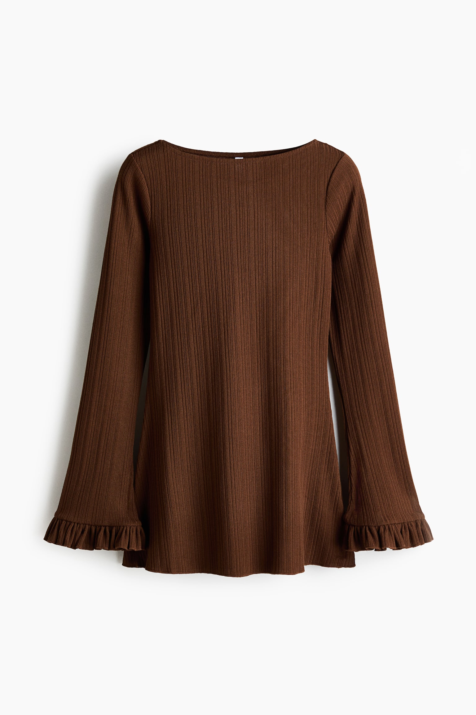 Long rib-knit top - Brown/Light pink - 2