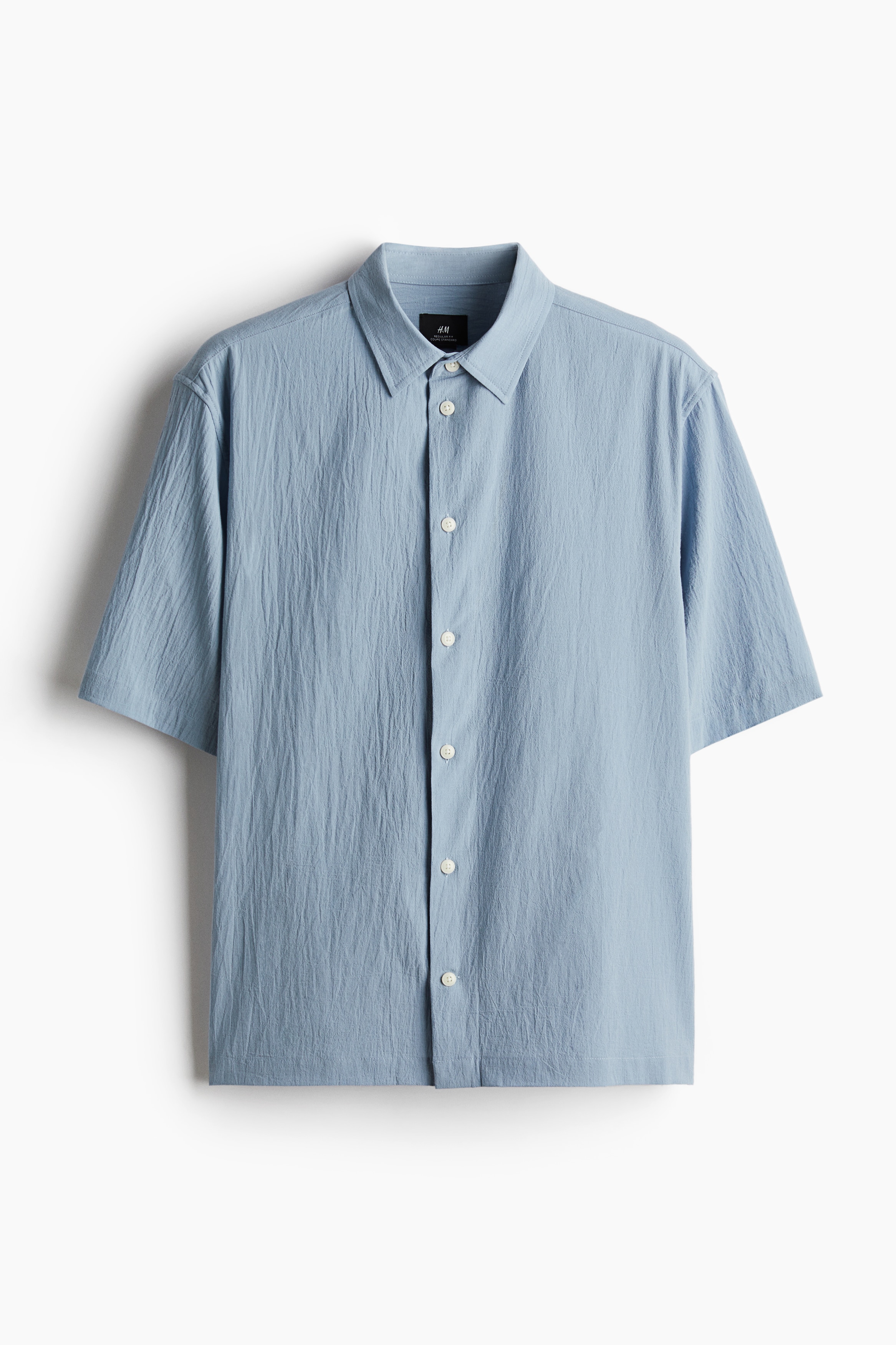 Camisa Regular Fit corrugada - Azul claro/Blanco/Beige/Negro