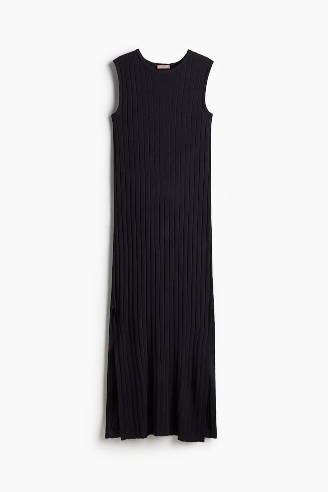 Vestido en punto de canalé - Casi negro - 1