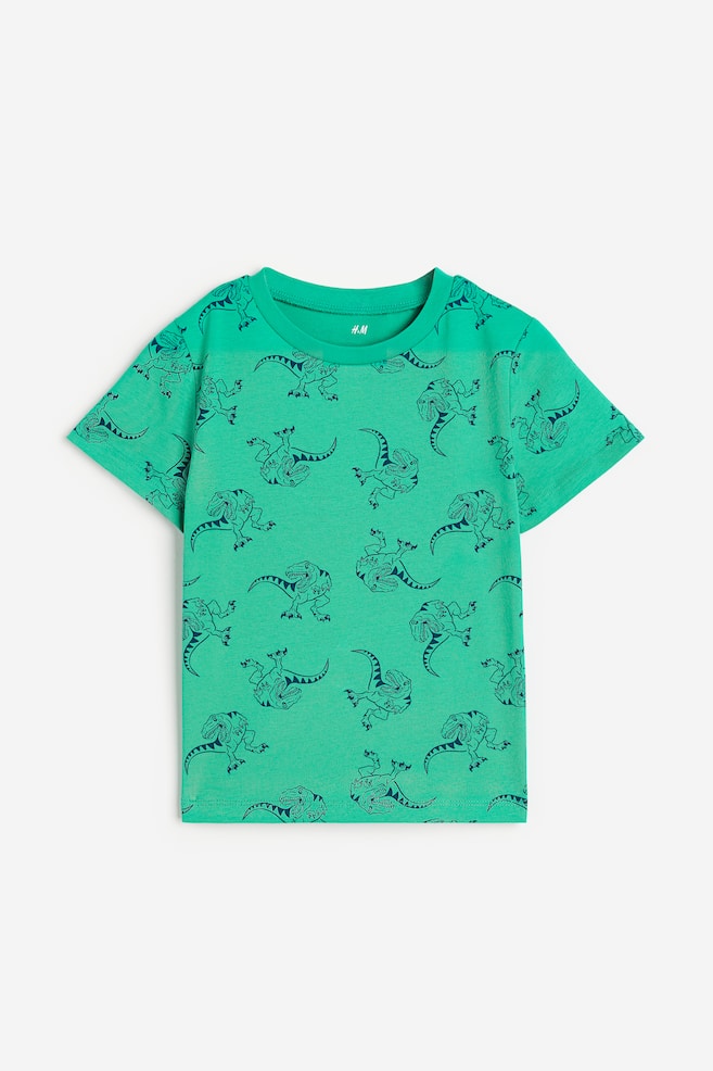 Cotton T-shirt - Green/Dinosaurs/Light khaki green/Dinosaurs/Blue/Block-coloured/Light green/Dinosaurs/dc/dc/dc/dc - 1