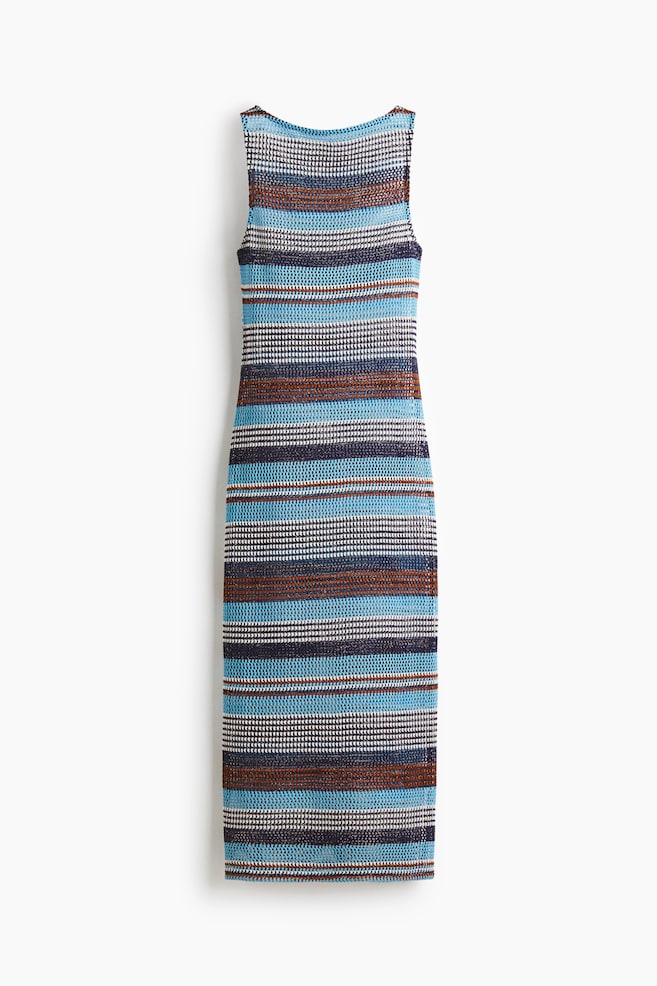 Robe scintillante en maille ajourée - Bleu/marron - 1