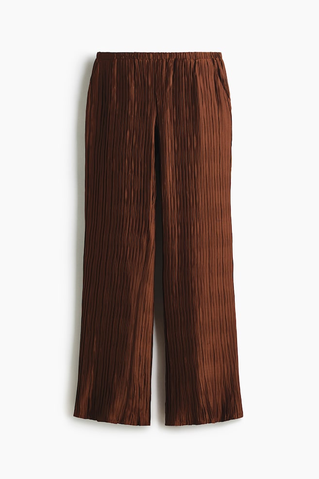 Crinkled Pull-On Pants - Brown/Black - 1
