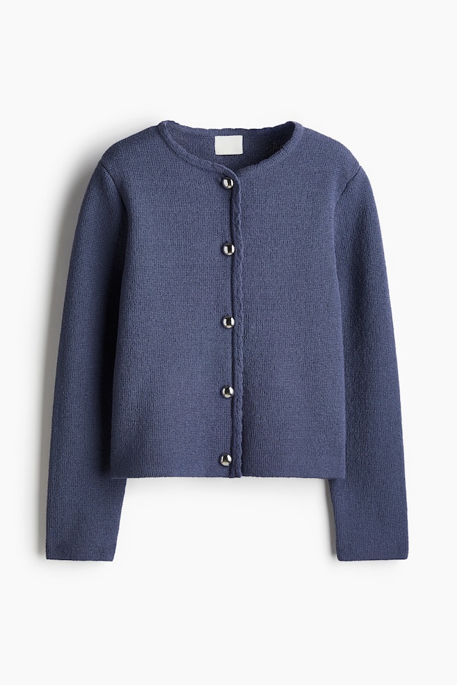 Cardigan smerlato - Blu polvere scuro - 1