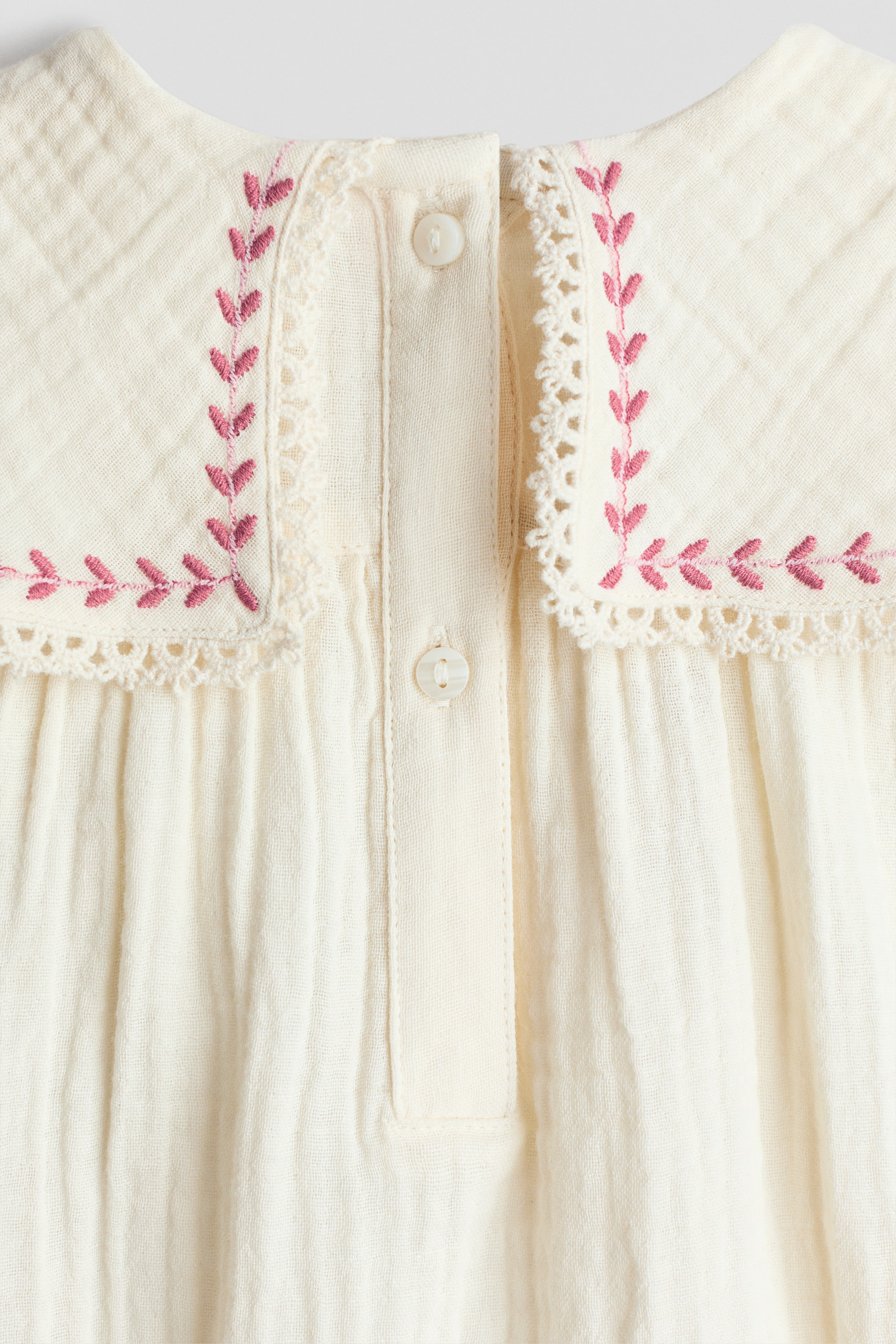 Embroidered-Detail Cotton Romper Suit