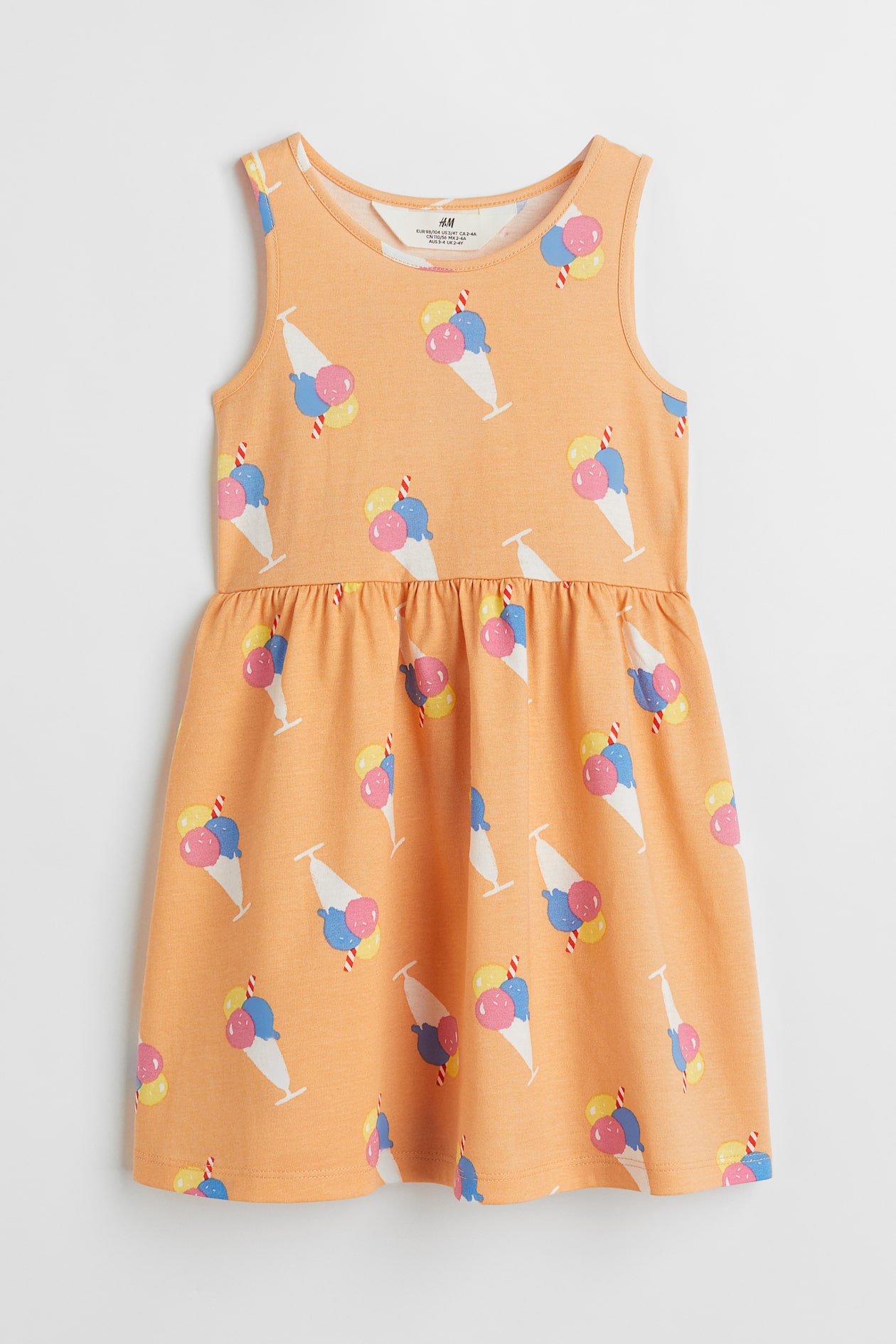 Patterned Jersey Dress - Light orange/ice cream - Kids | H&M US