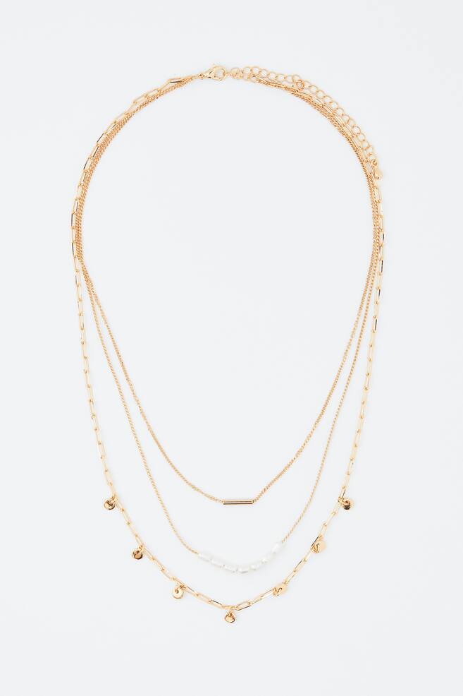 Three-strand necklace - Gold-coloured/White - 1
