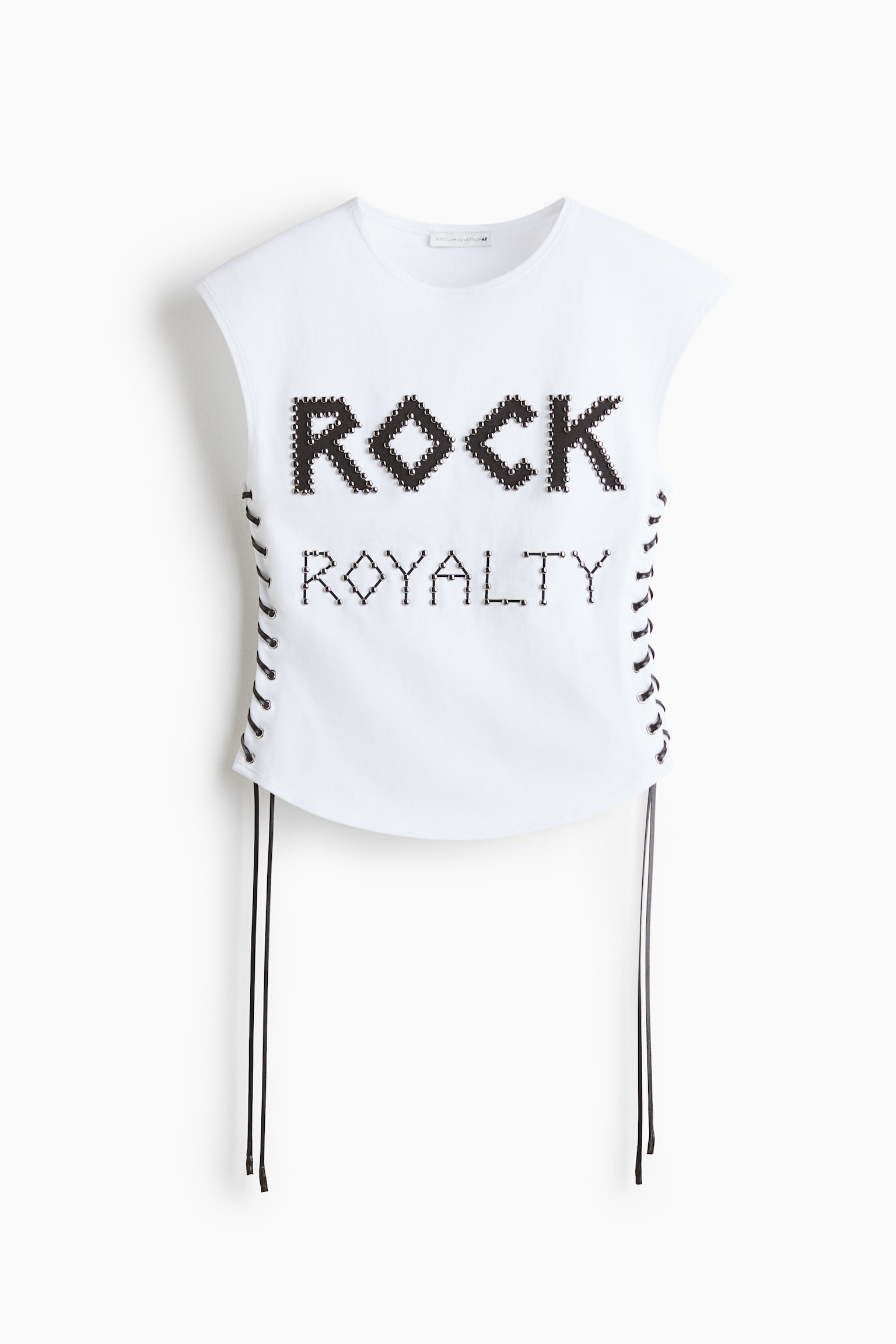 Lace-up studded top - White - 1