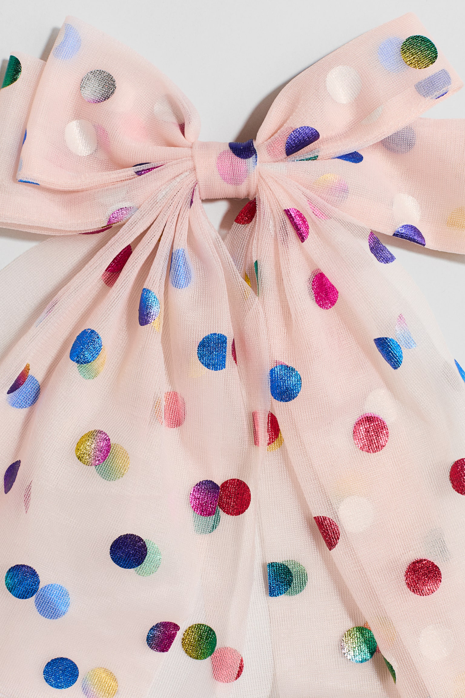 Κοκαλάκι μαλλιών με φιόγκο - Ανοιχτό ροζ/πουά - 3