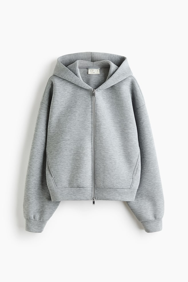 Chaqueta sudadera efecto neopreno con capucha - Gris claro/Negro - 1