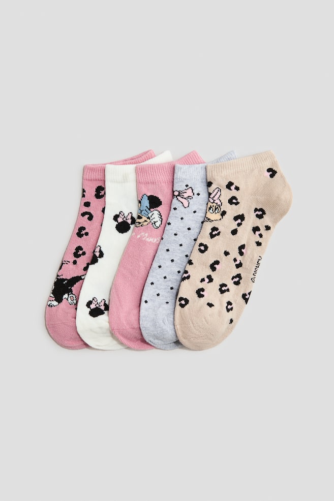 Set de 5 perechi de șosete scurte - Roz-deschis/Minnie Mouse/Roșu/Hello Kitty/Roz-deschis/Lilo & Stitch - 1