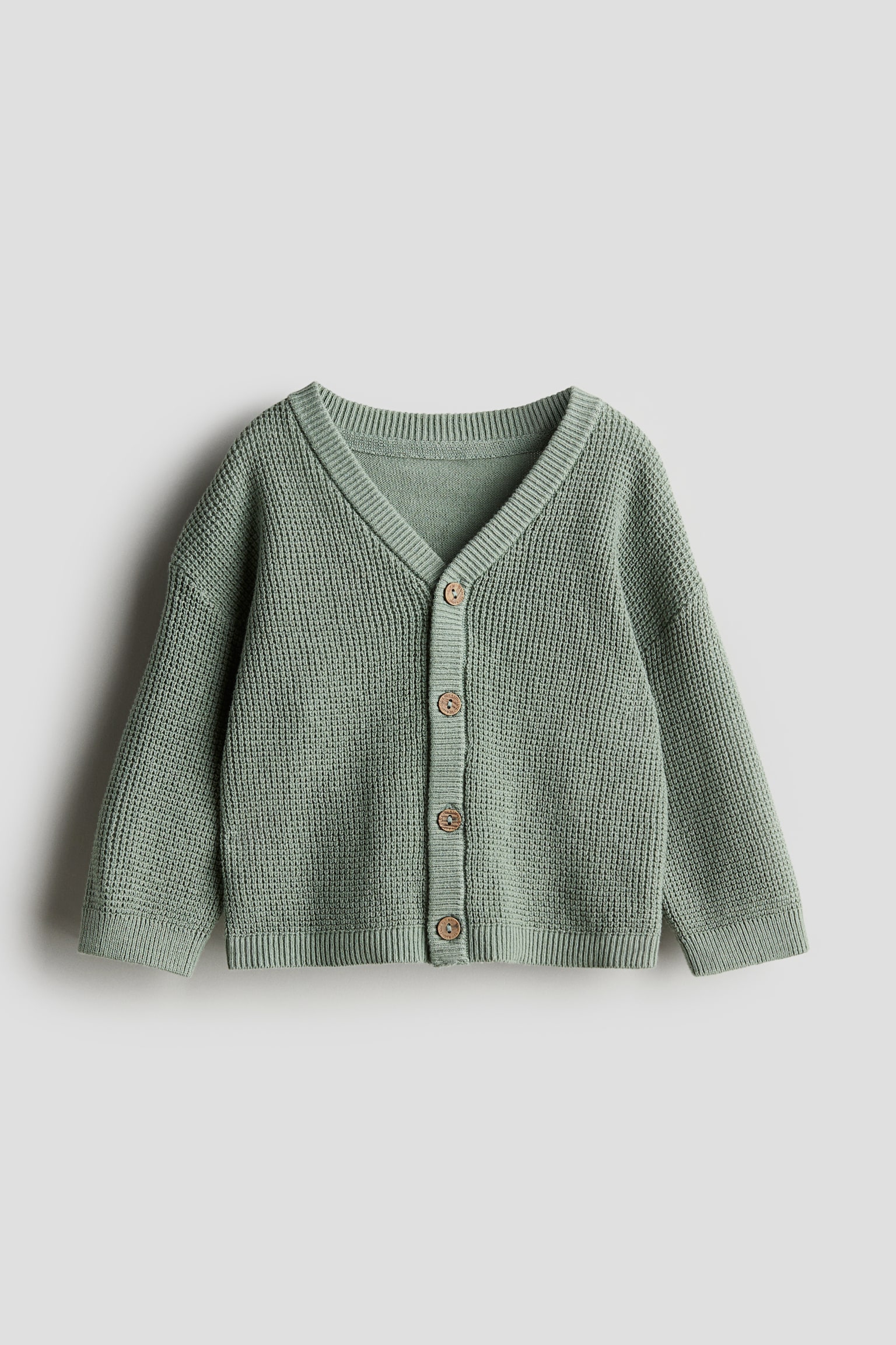 Waffle Knit Cardigan - Light khaki green/Beige/Light grey marle/Navy blue/Dark blue - 1