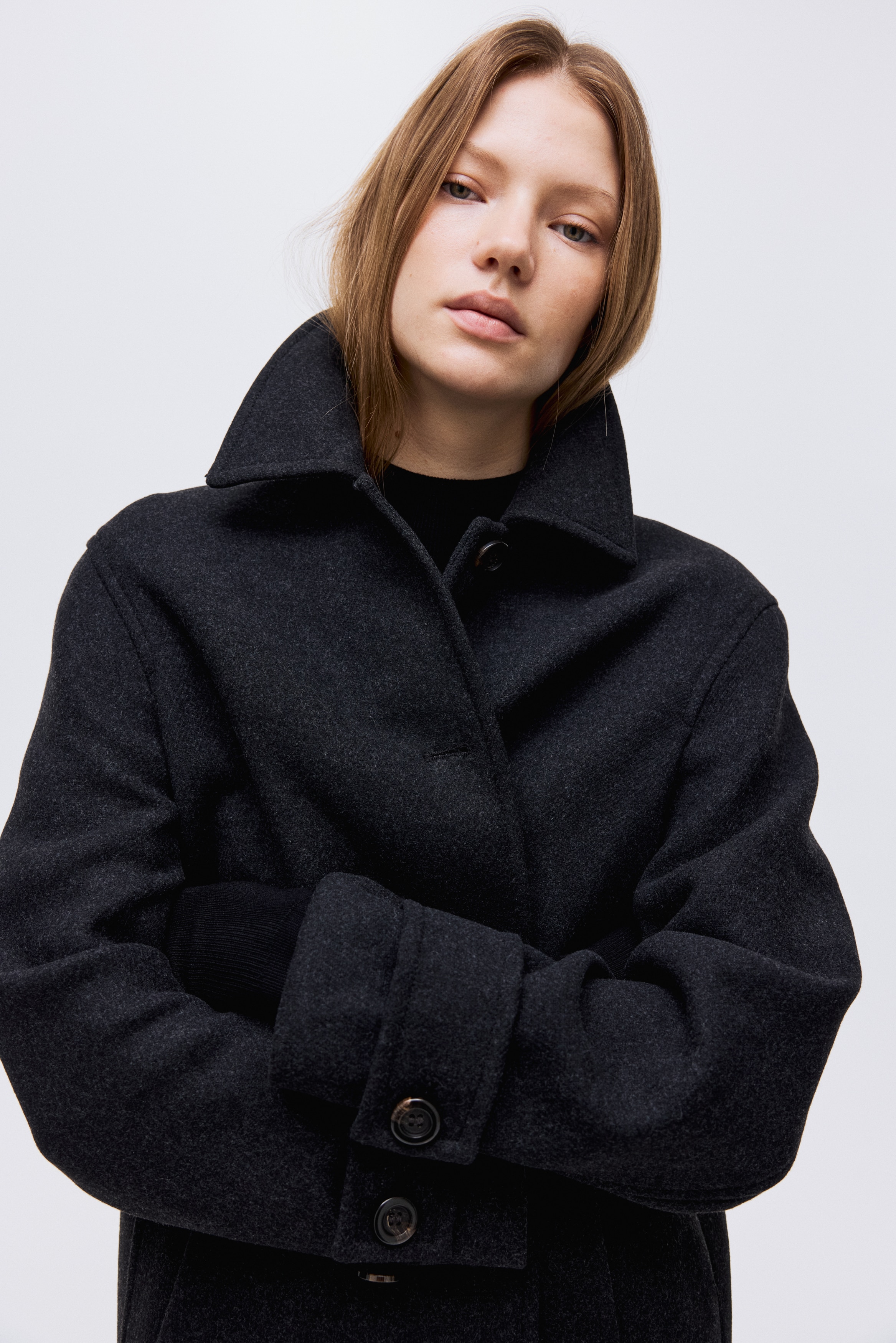 Płaszcz samochodowy - Czarny melanż - ONA | H&M PL