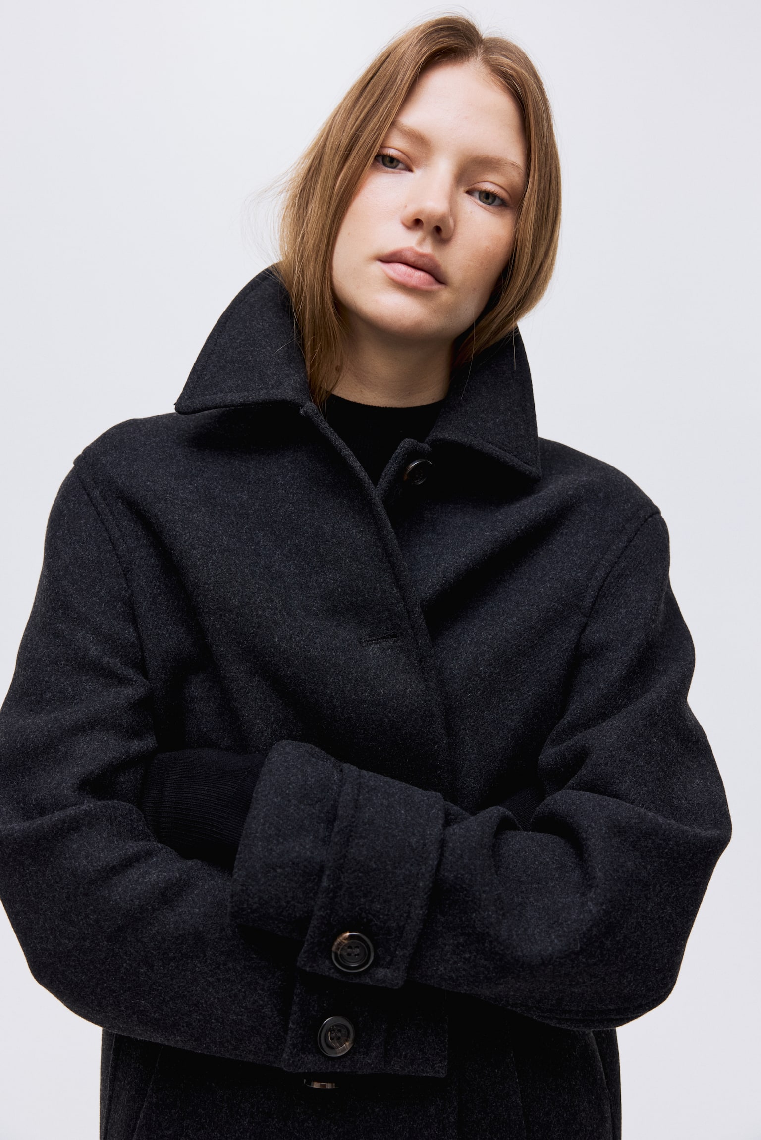 Car coat - שחור מלאנז'/אפור-חום כהה/חום כהה - 6