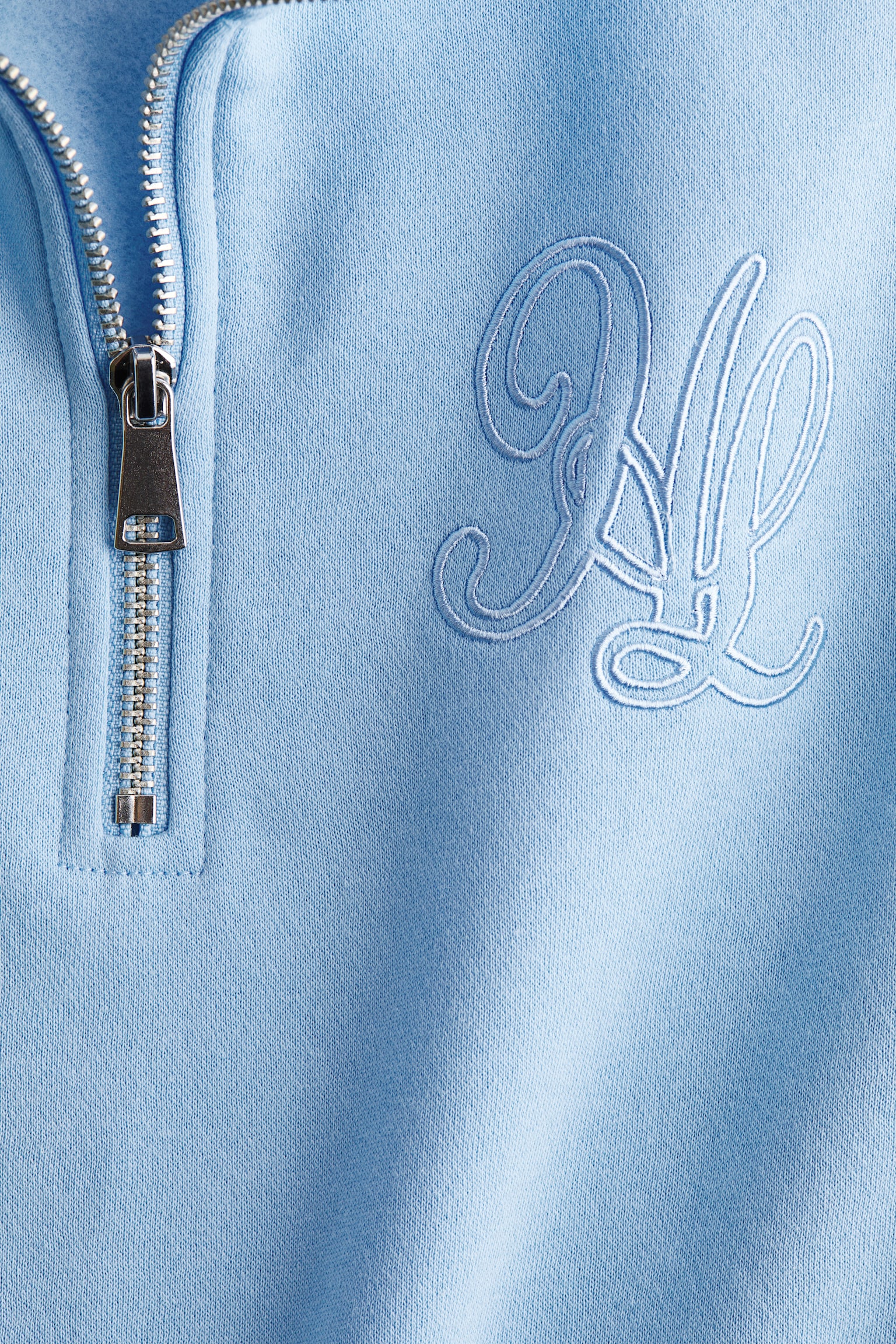 ハーフジップスウェットトップス - ライトブルー/ライトグレーメランジ/ネイビーブルー - 4