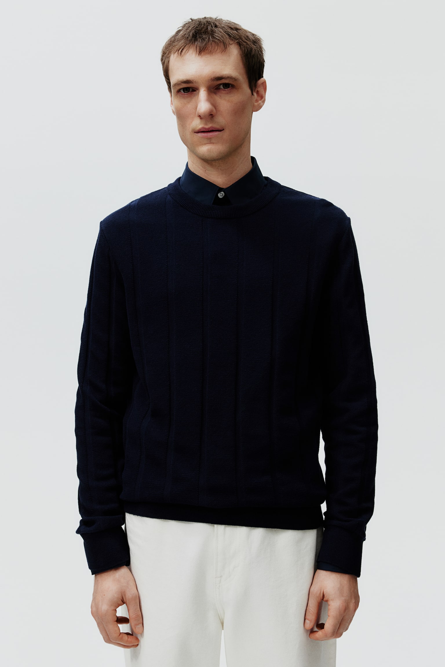 Slim Fit Jumper - Navy blue/Dark beige - 7