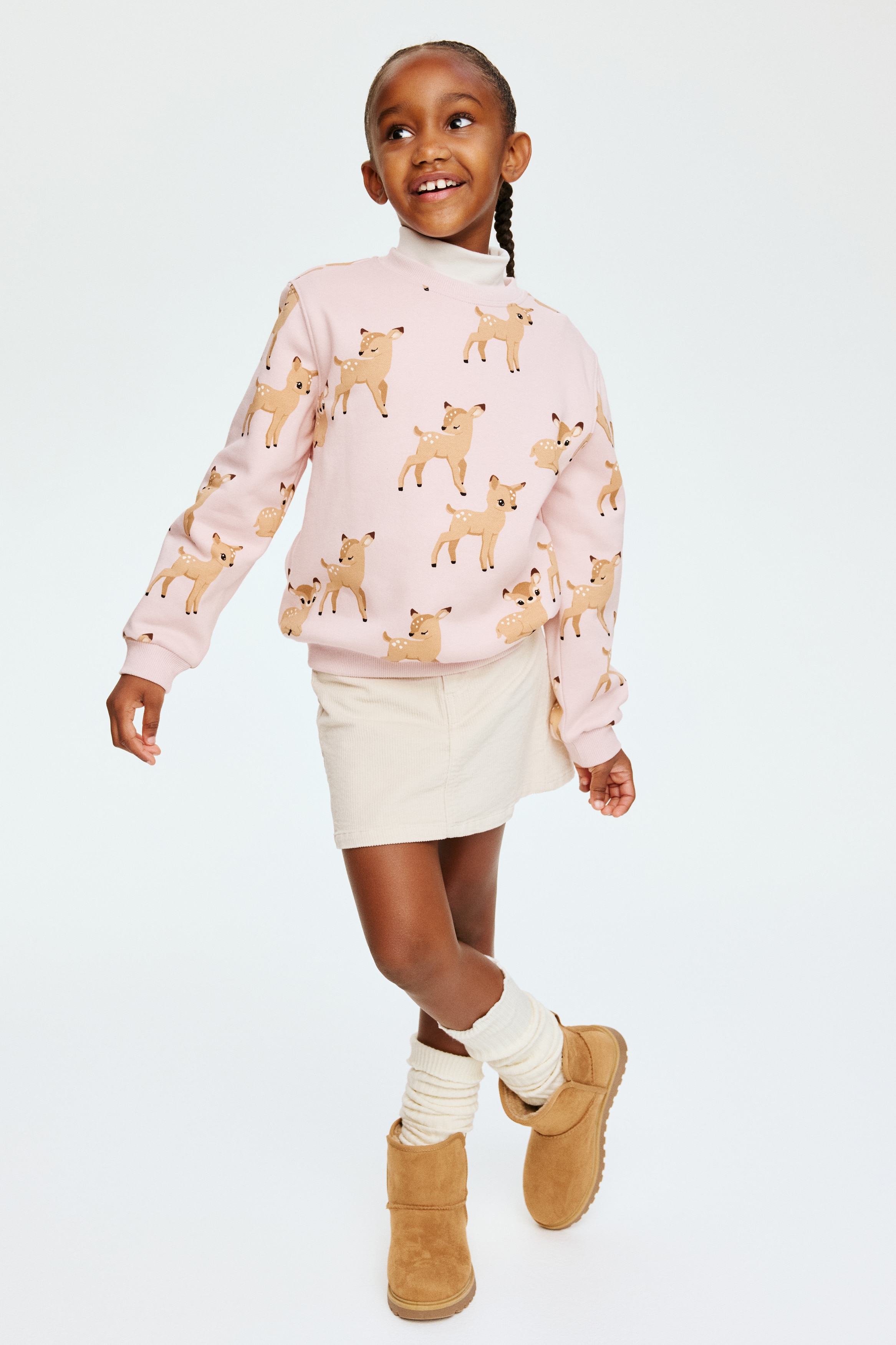 Printed brushed-inside sweatshirt - Light pink/Deer/Light pink/Floral/Beige/Leopard print/Light pink/Unicorns/Cream/Cherries/Cream/Cat/Cream/Bow/Light beige/Unicorn/Pink/Strawberries