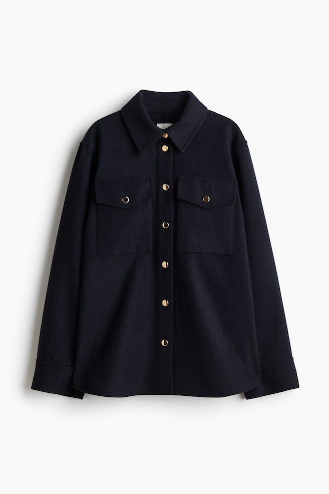 Oversized Shacket - Marineblau/Graumeliert - 1