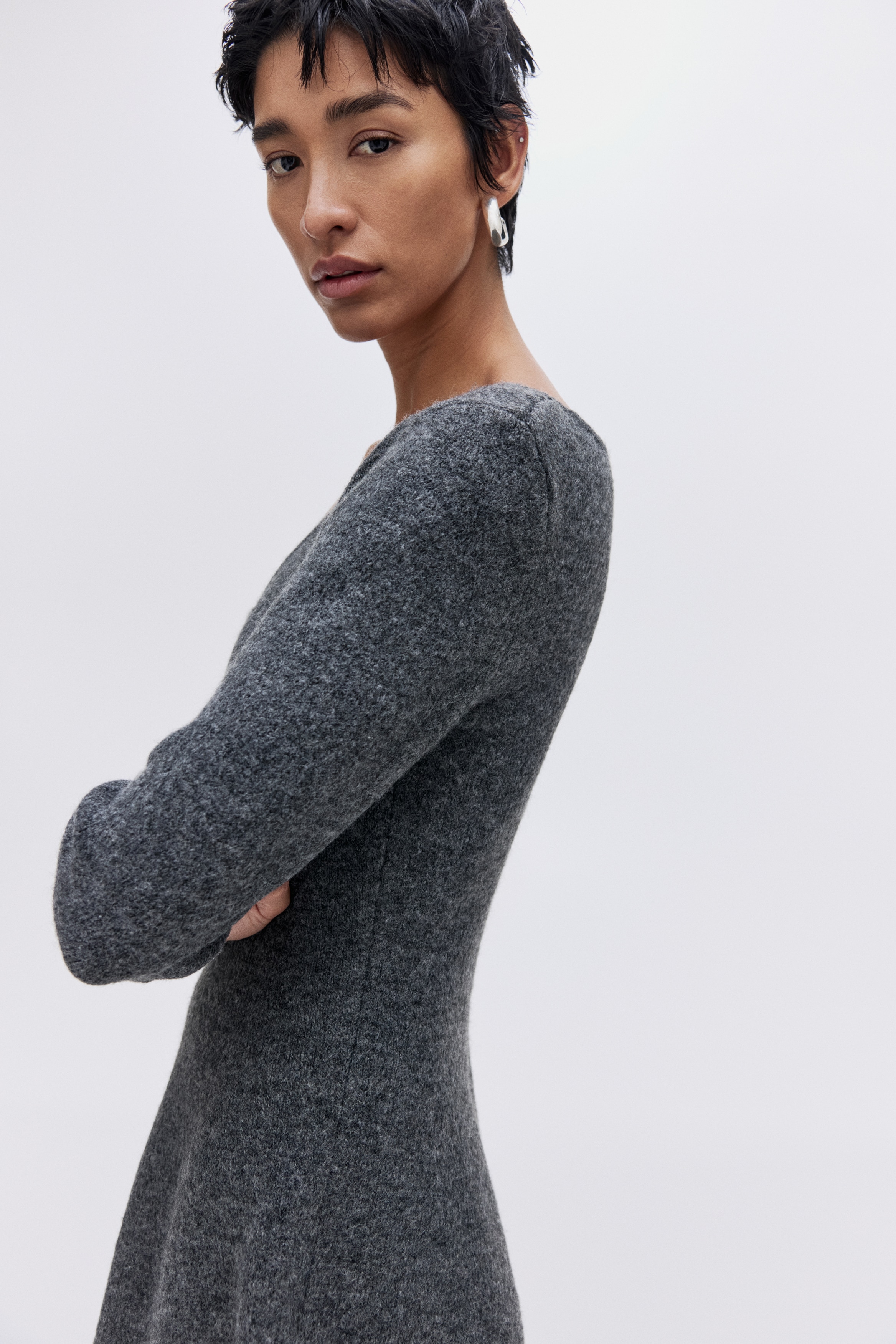 Knitted flared-skirt dress