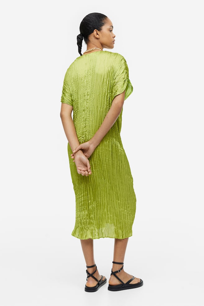 Pleated tunic dress - Olive green/Black/Cream/Beige - 3