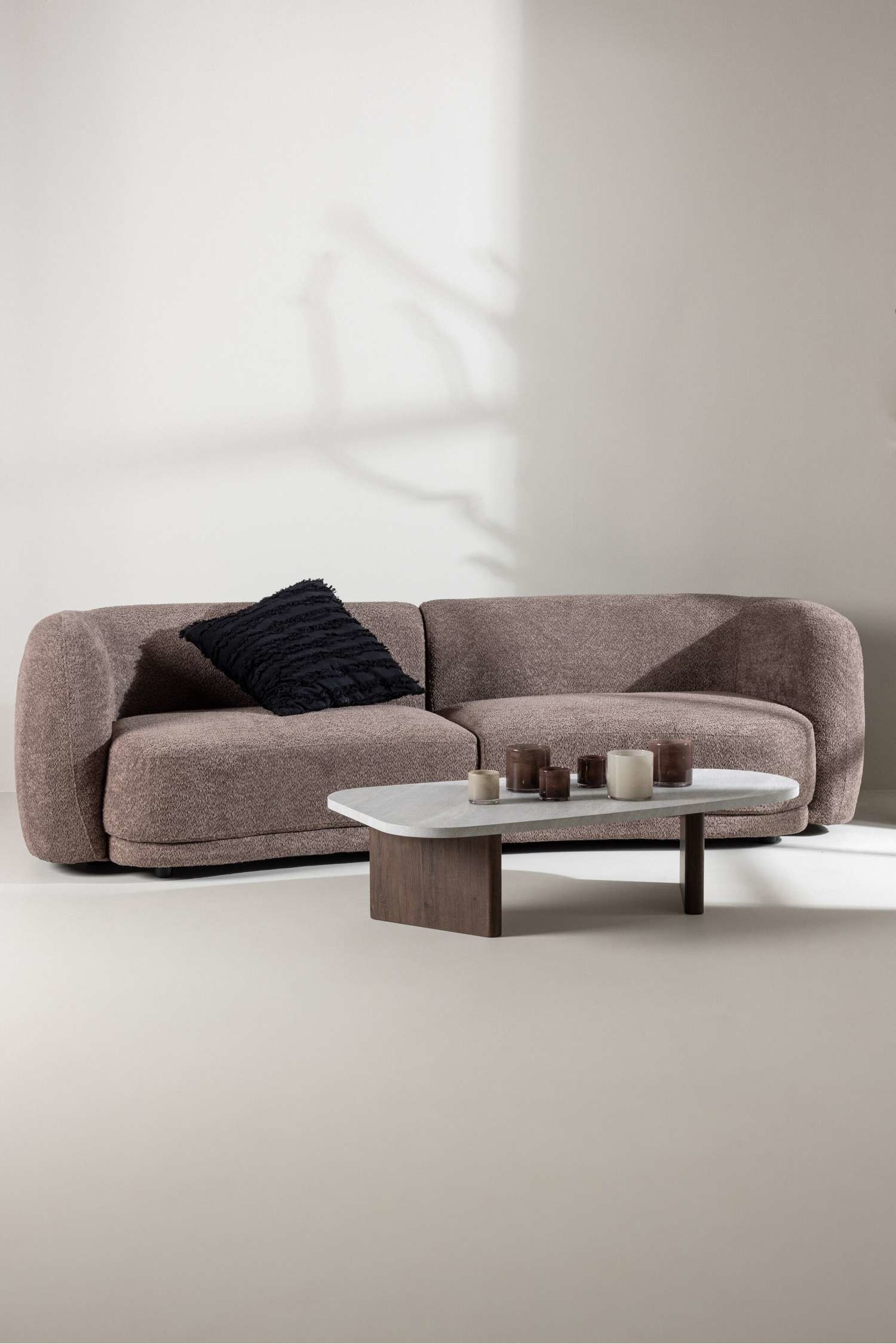 Cielo 3-personers Sofa - Bouclé, Brun/Polyester, Beige