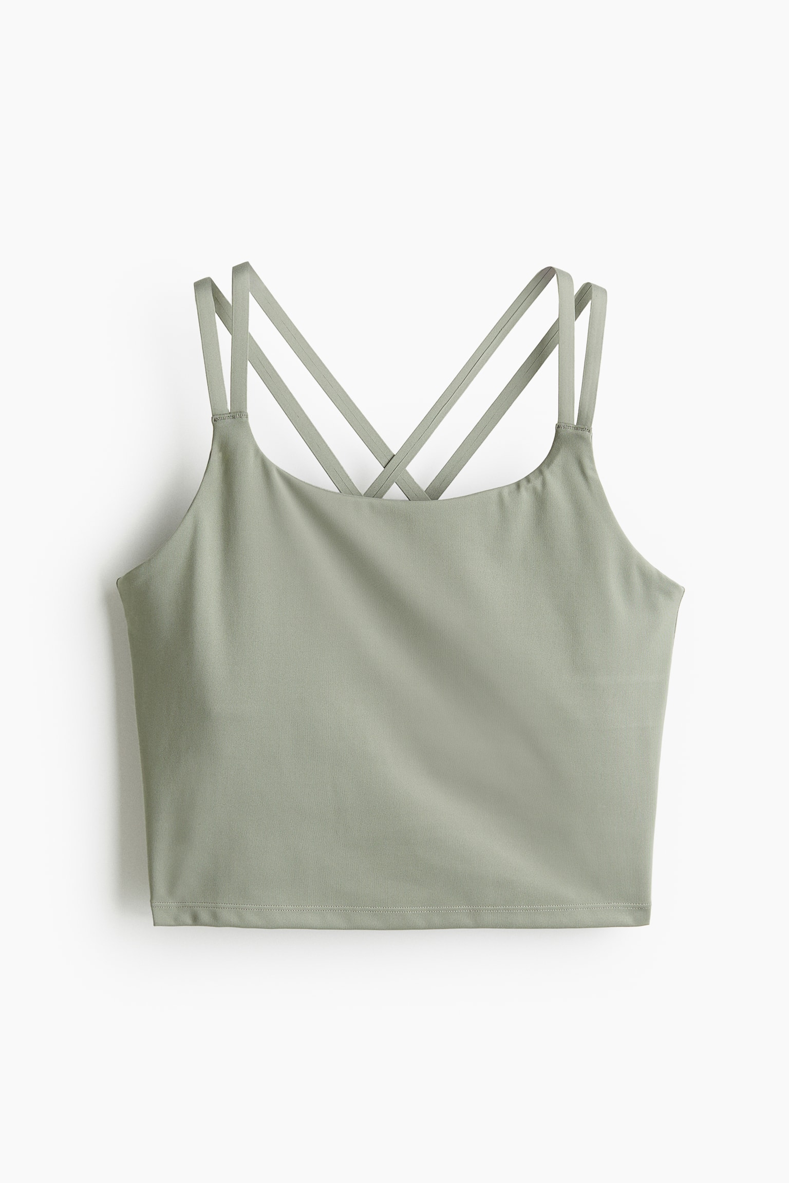 Cropped Sports vest top in DryMove™ - Light khaki green/Black - 2