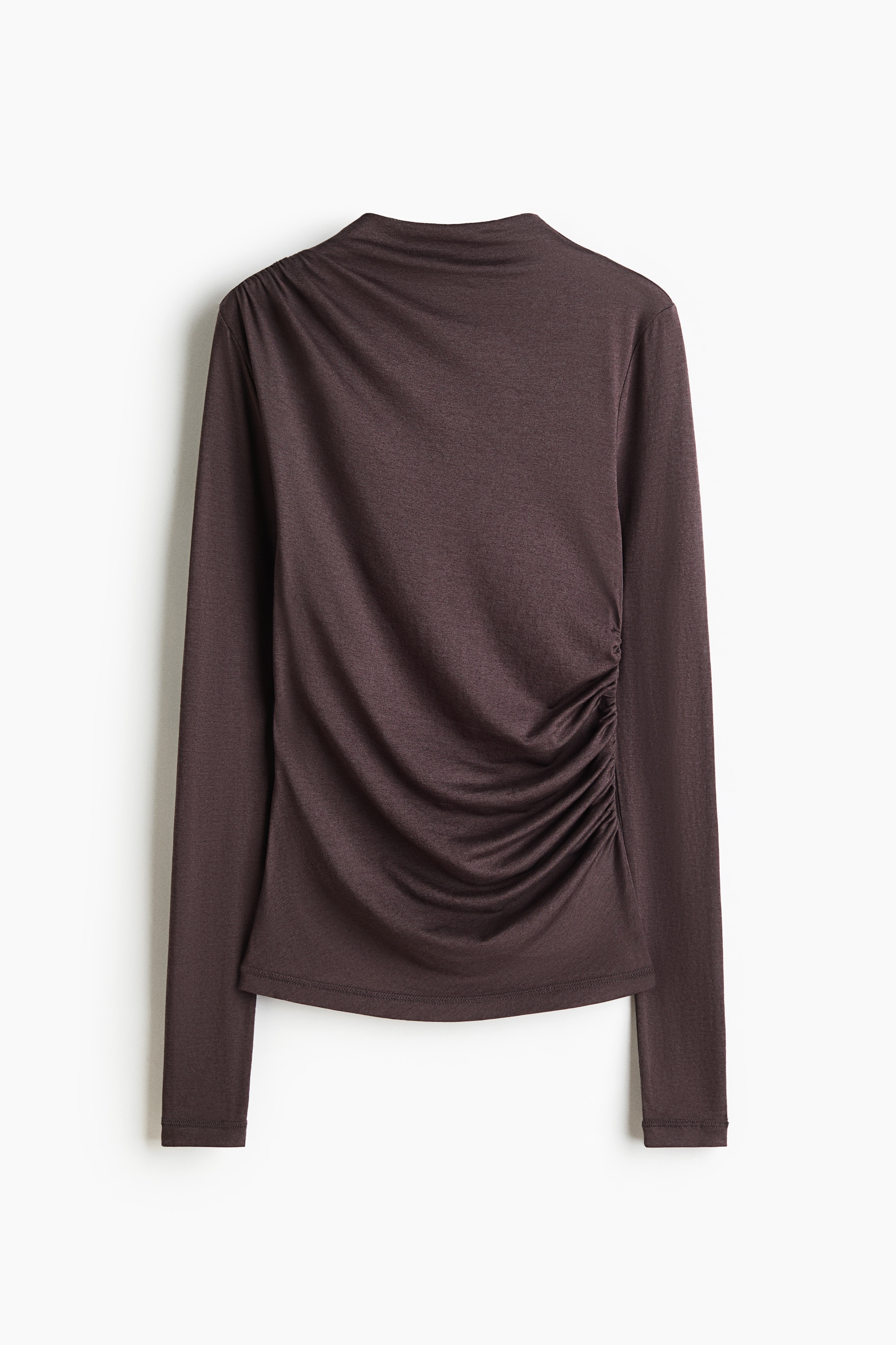 Draperet top i silkeblanding - Trøffelgrå/Sort