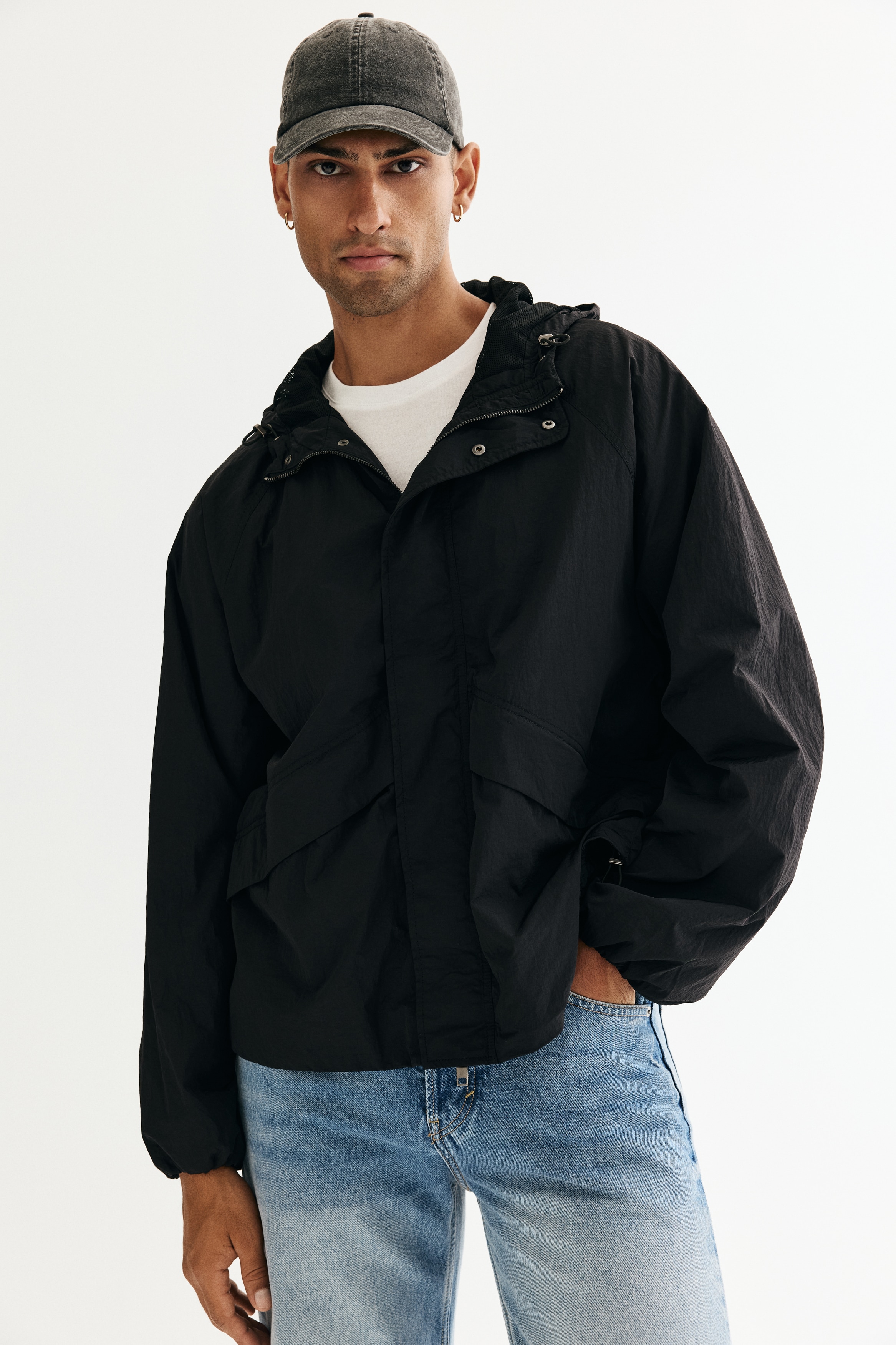 Loose-Fit Nylon Windbreaker - Black - Men | H&M US