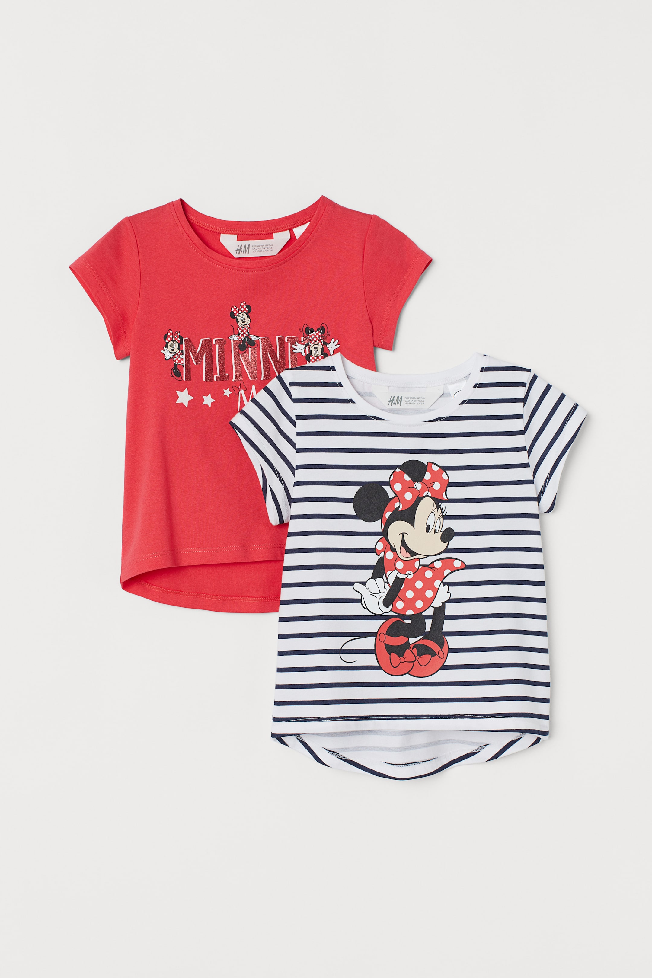 Größeres Bild ansehen: 2er-Pack Shirts mit Druck - Hellrot/Minnie Maus - Kids | H&M DE 1