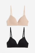 2-PACK PADDED NON-WIRED COTTON BRAS