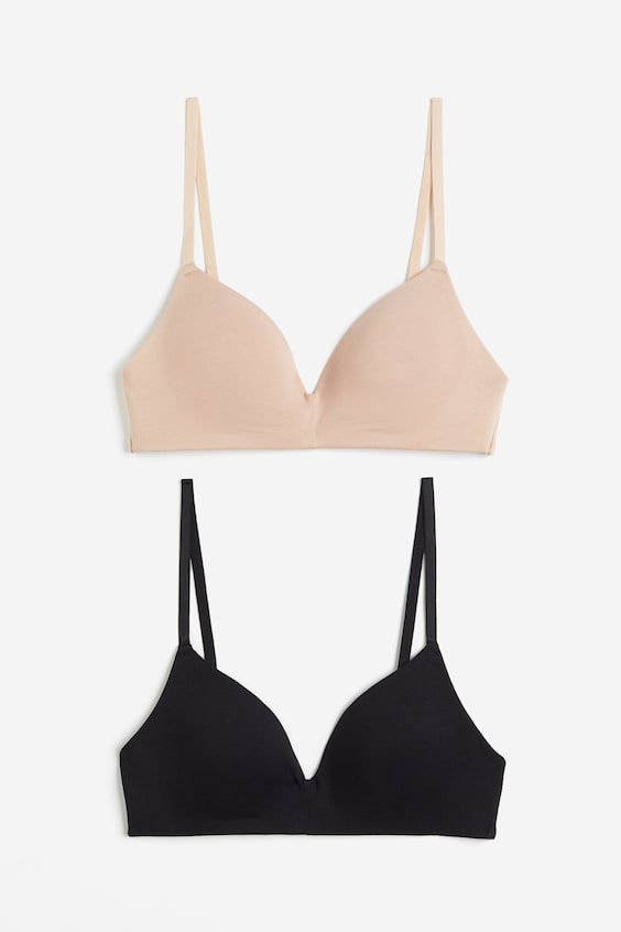 Женское бра H&M с мягкими чашками, хлопок, набор 2 шт