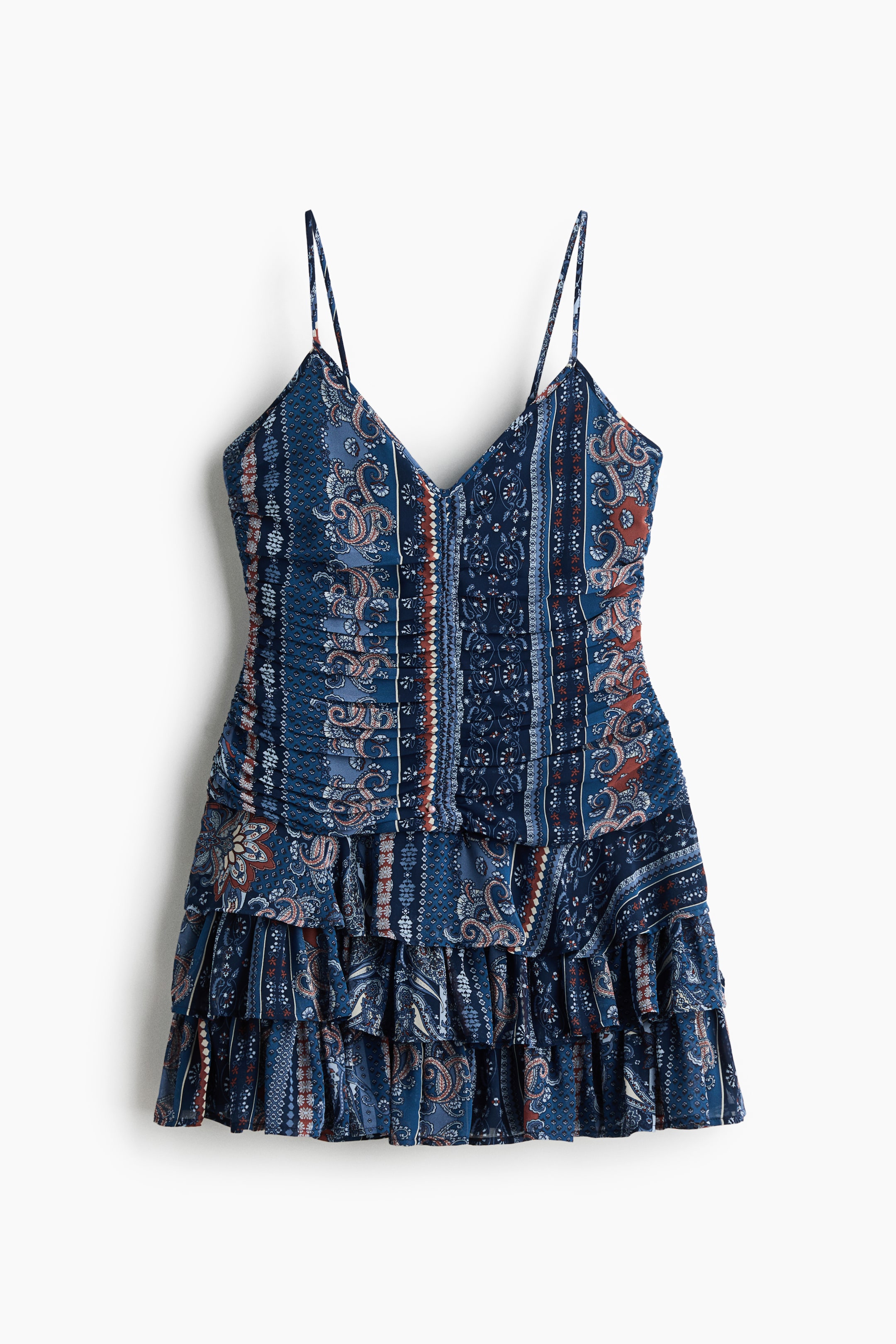 View larger image: Flared-skirt strappy dress - Dark blue/Patterned - Ladies | H&M IN 1