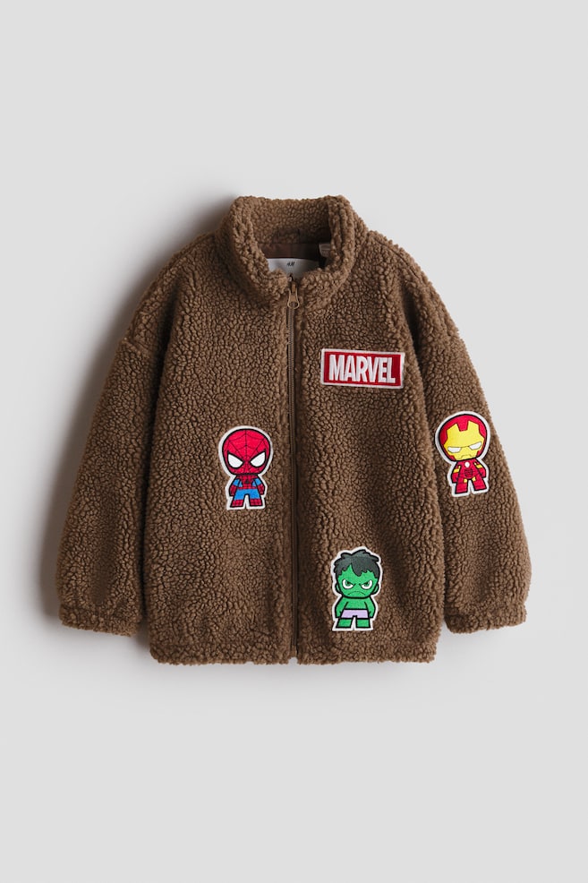 Appliquéd teddy jacket - Brown/Marvel Comics - 1