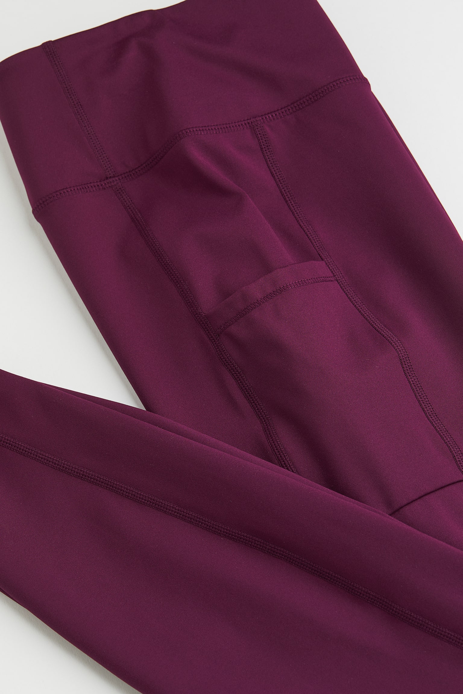 Pocket Detail Sports Tights - Plum purple/Black/Light blue - 2