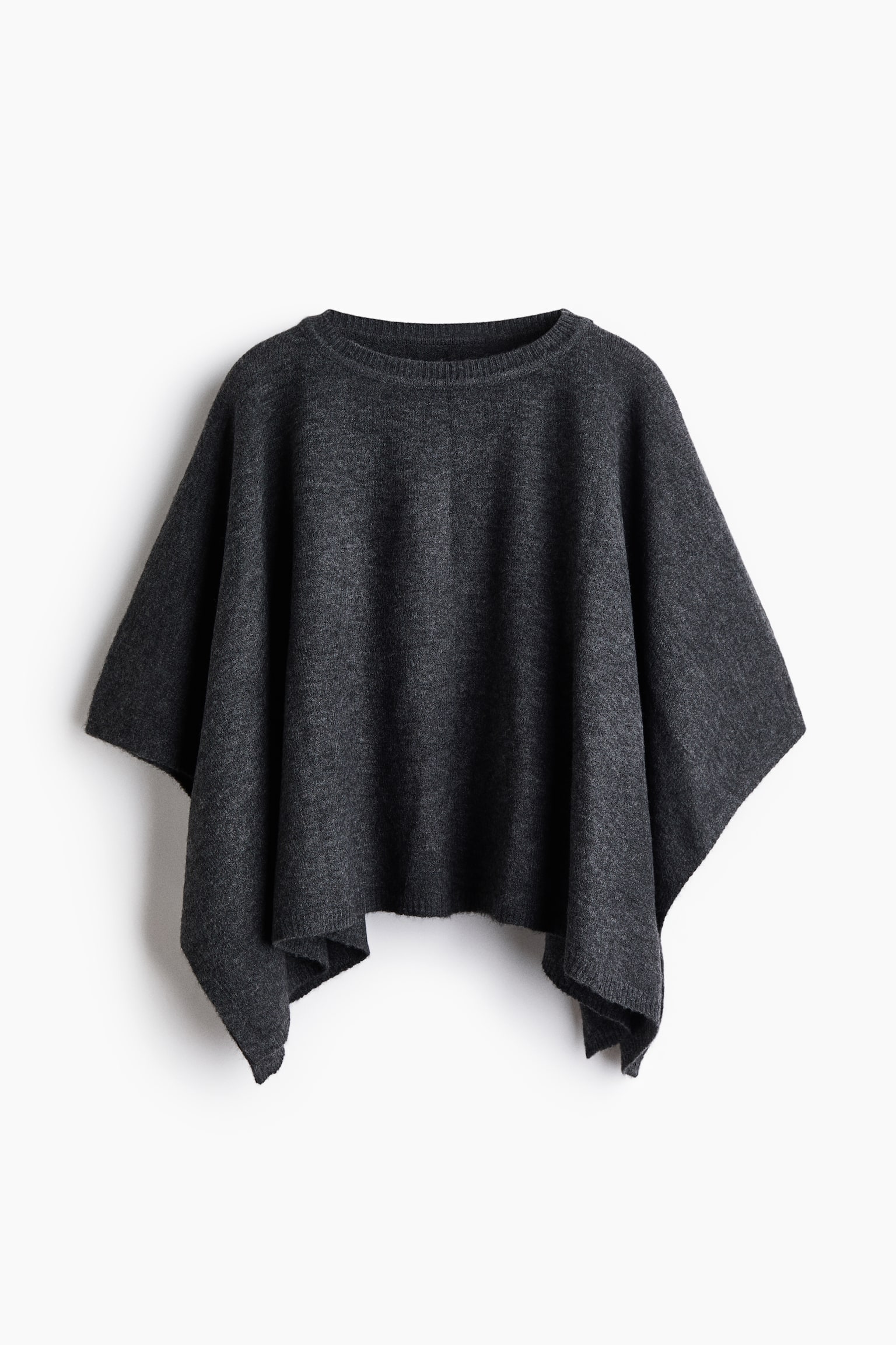 Heavy-knit cape - Dark grey marl/Light beige