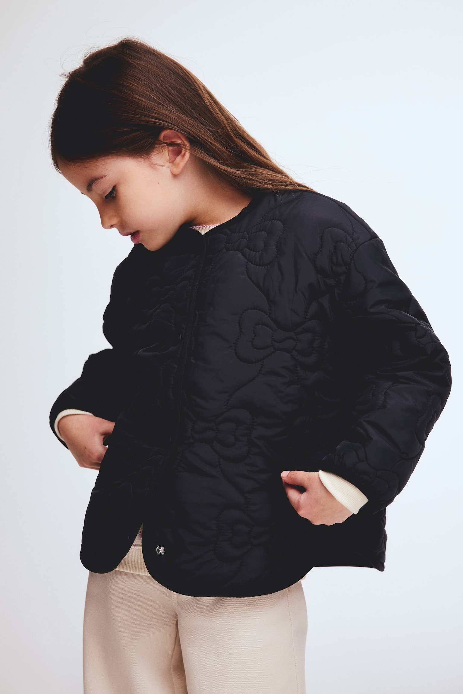 Quilted jacket - Black/Light dusty pink - 1