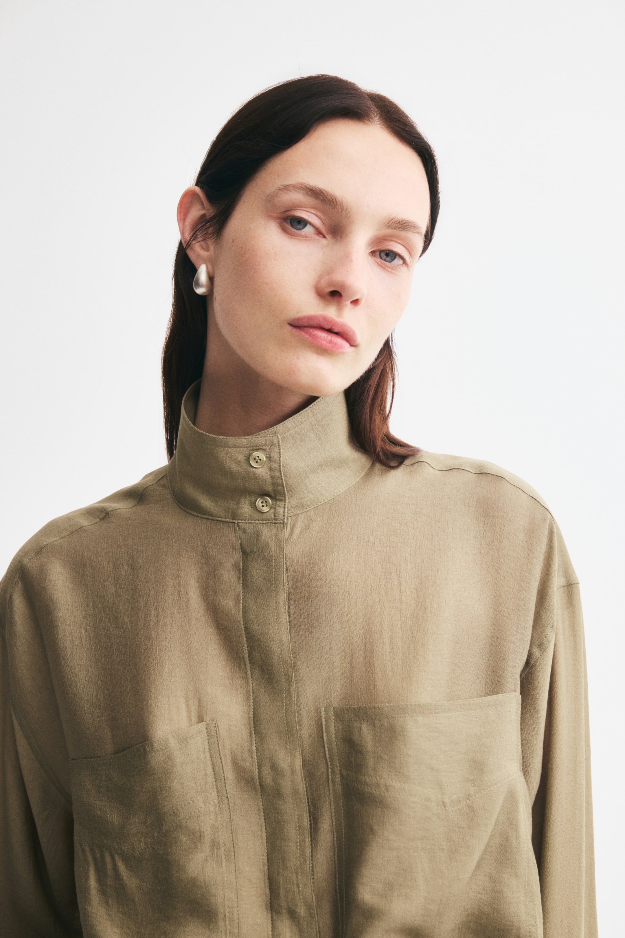 Chemise grande taille à col droit