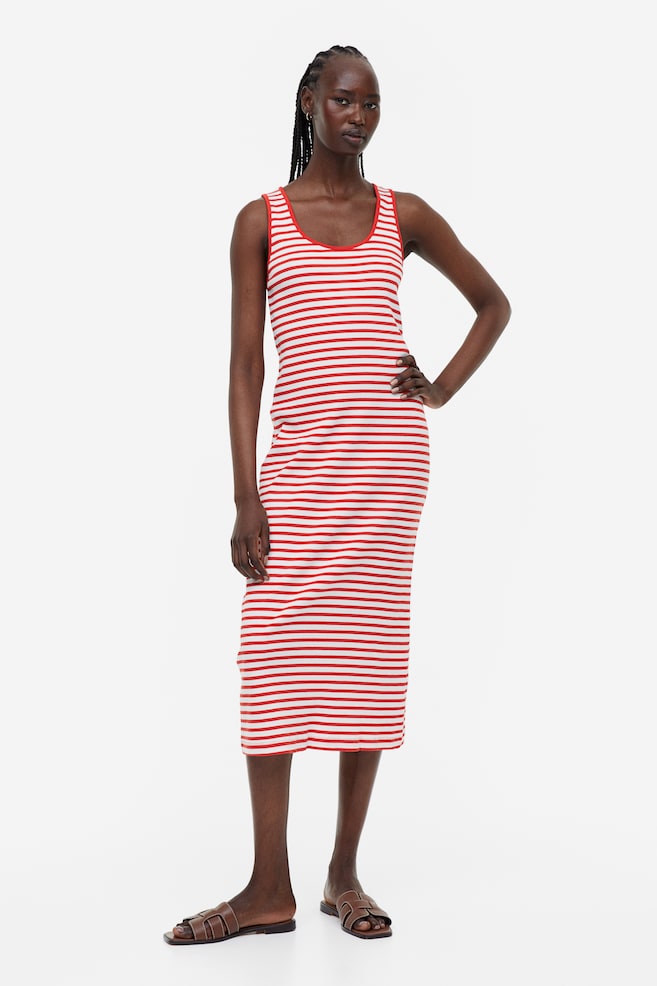 Ribbed dress - Red/White striped/Black/White striped/Light grey marl/Light pink/Green striped/dc - 4