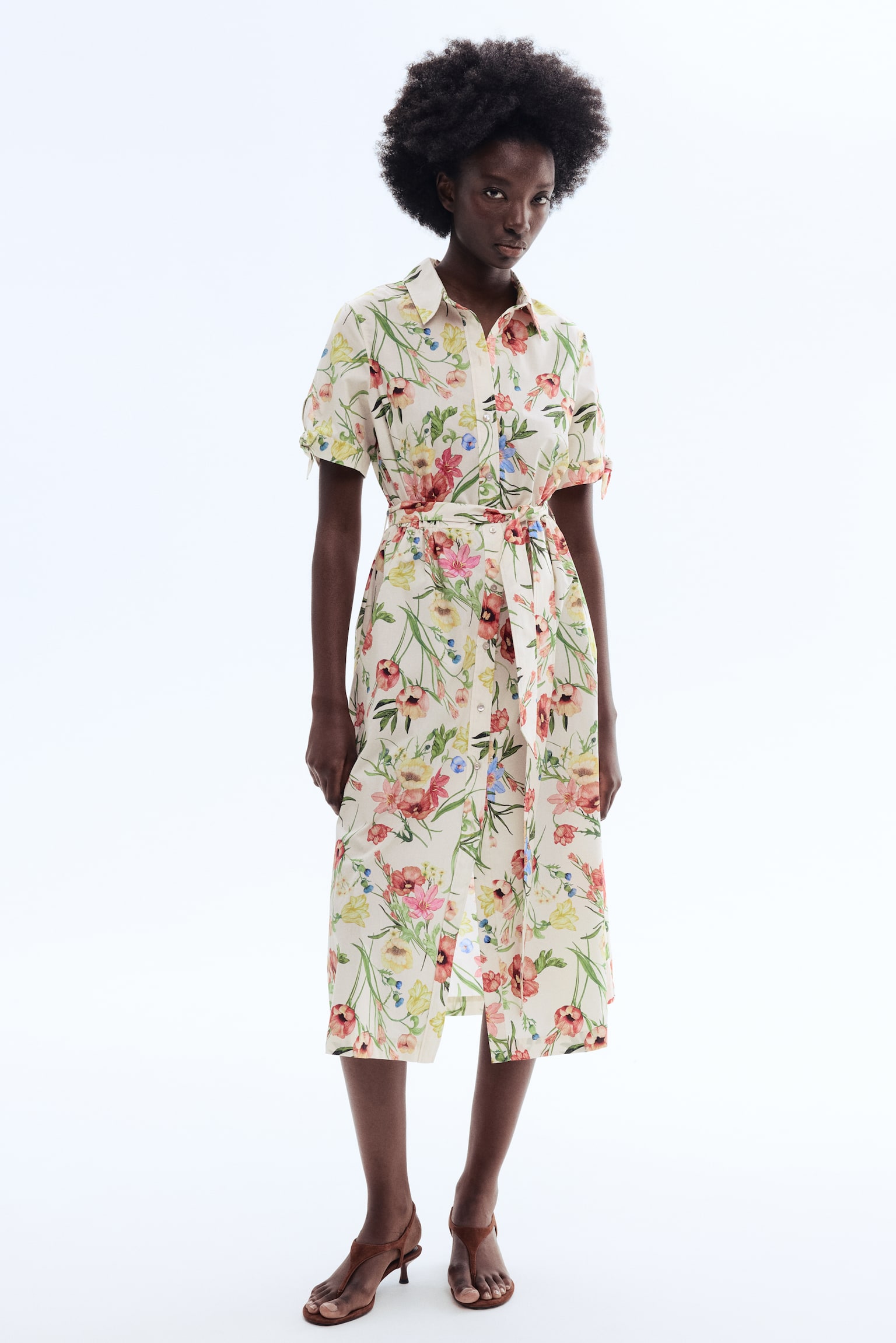 Rövid ujjú ingruha - Krémszínű/virágos/Bézs/leopárdmintás/Tengerészkék/csíkos - 6