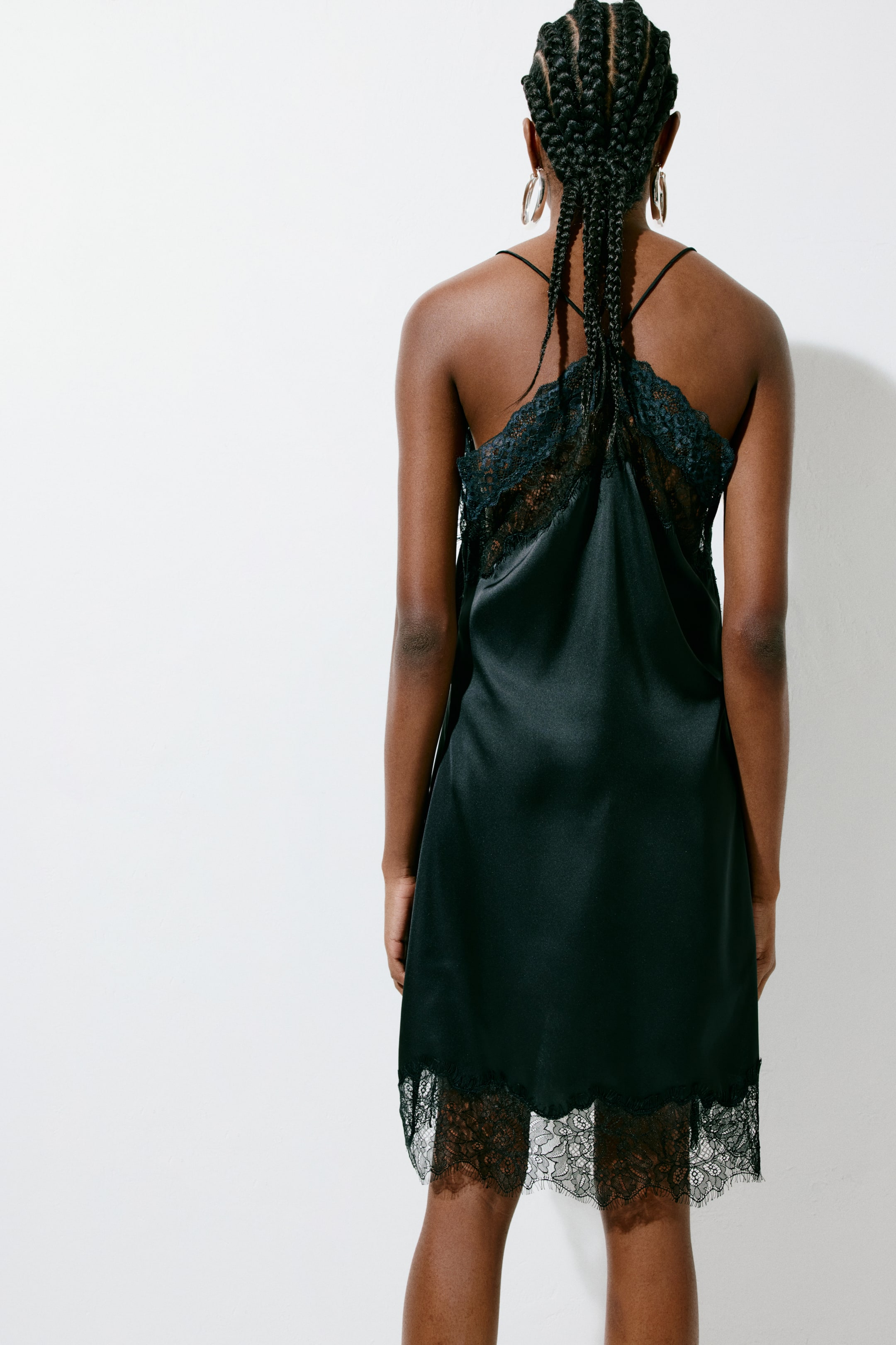 Lace-Trimmed Satin Dress
