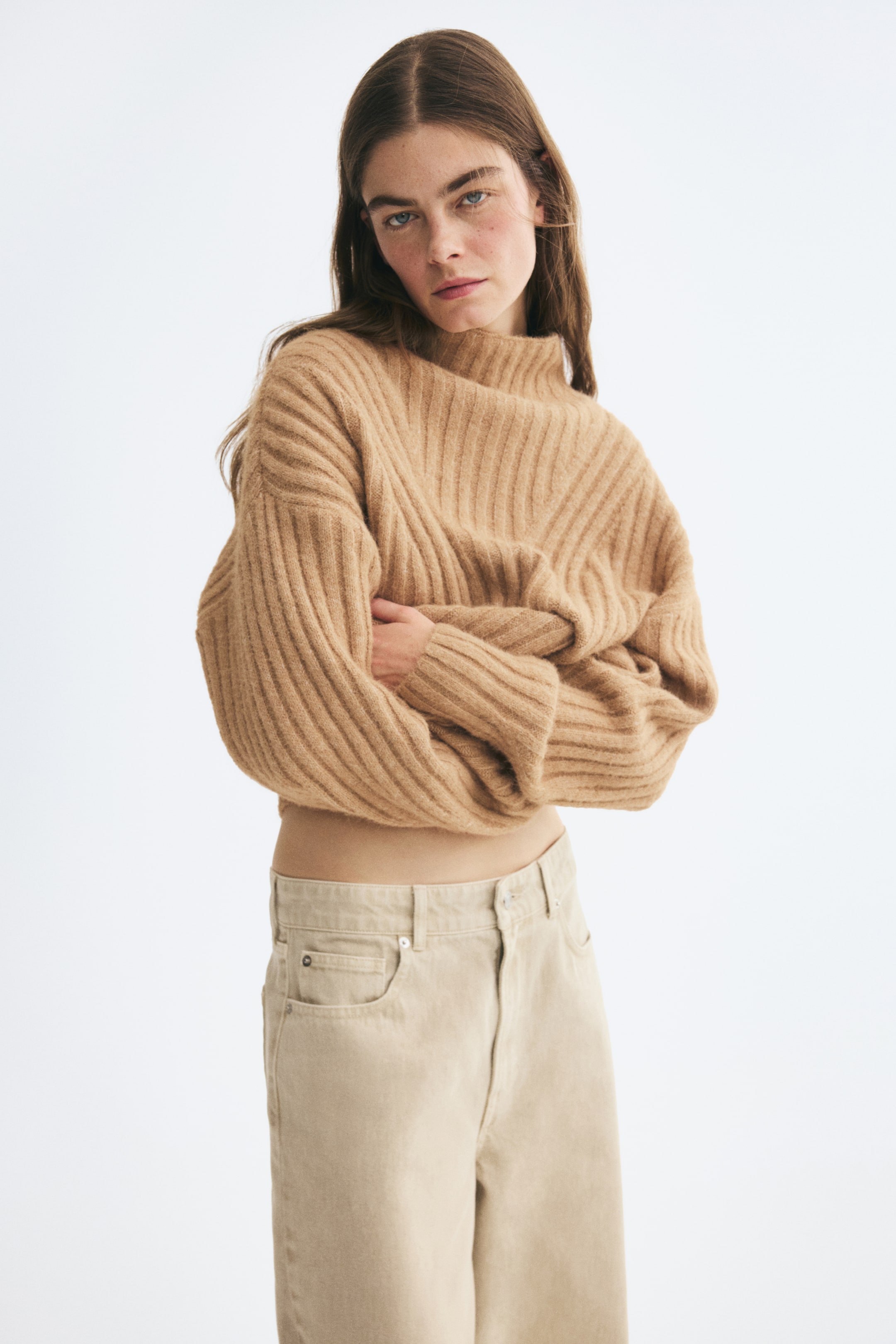 Größeres Bild anzeigen: Pullover in Rippstrick - Dunkelbeige - Ladies | H&M AT 1