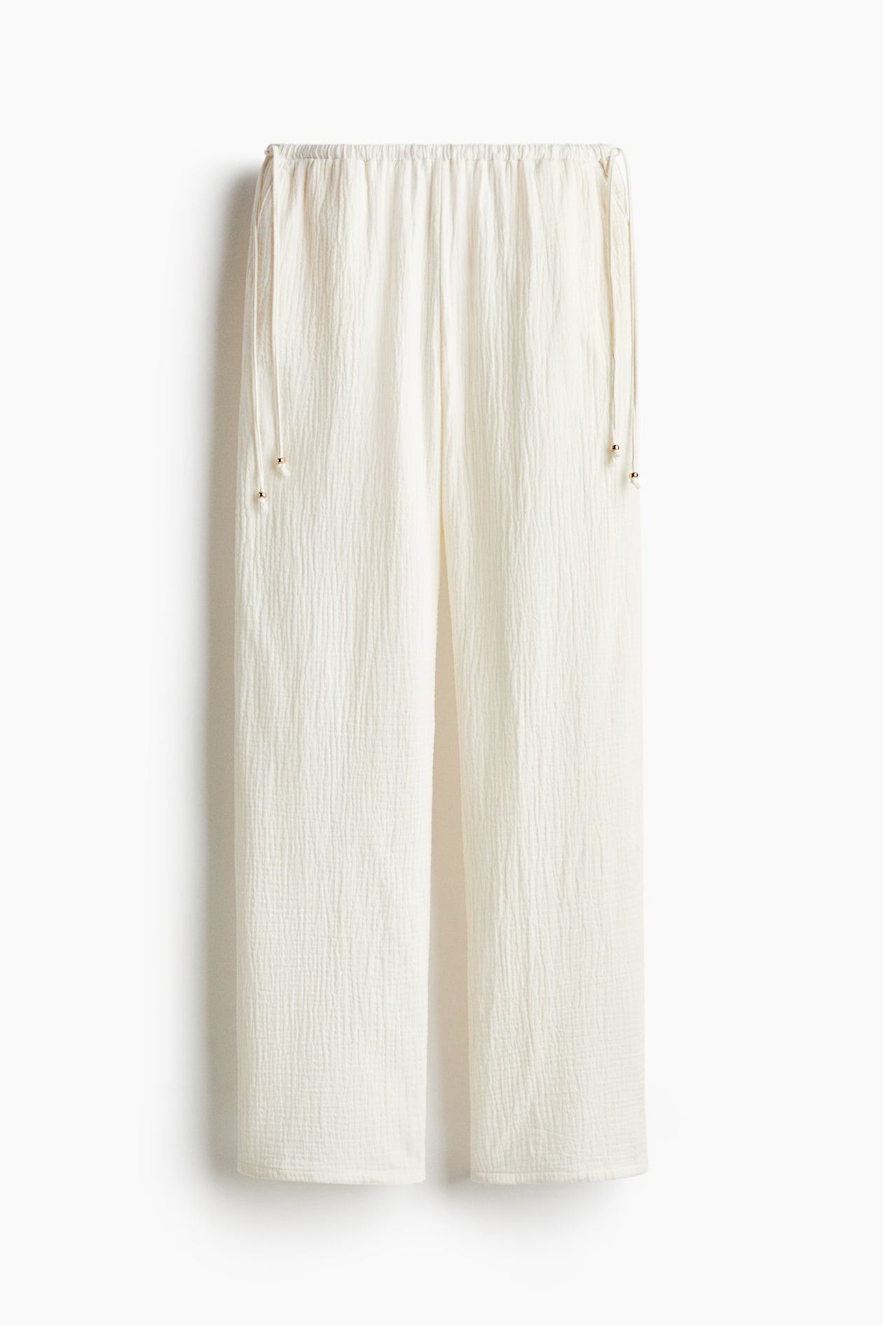 Wide-Leg Drawstring Pants - White - Ladies | H&M US