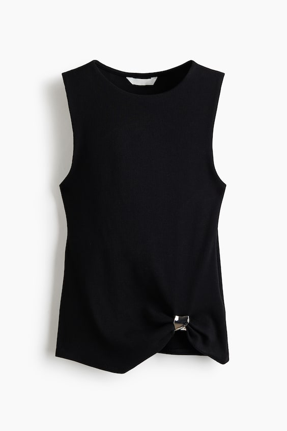 Женские топы H&M Draped-Detail Ribbed Top