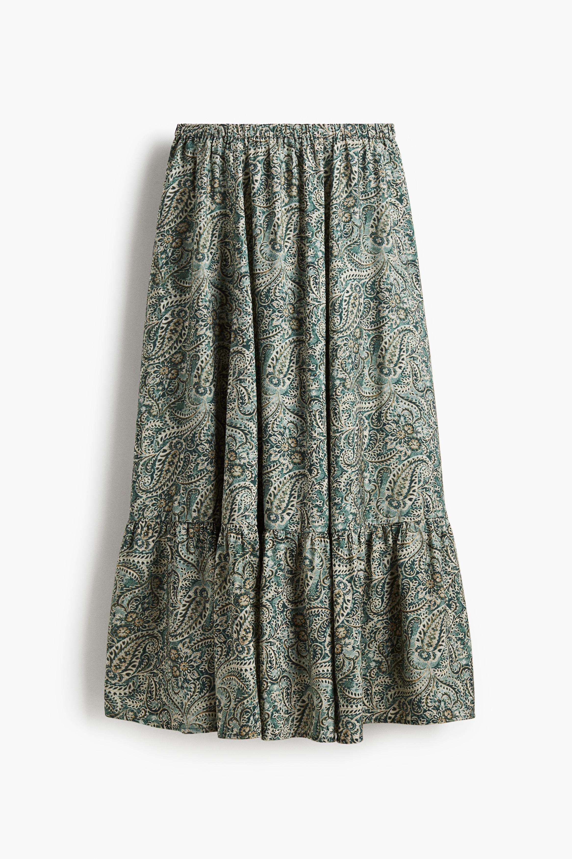 Flared skirt - Green/Paisley pattern/Dark brown/Light beige/Patterned