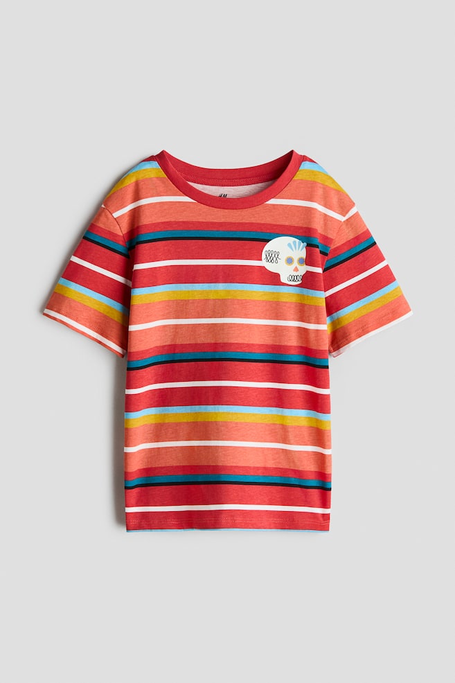 Cotton T-Shirt with Printed Motif - Red/Day of the Dead/Black/For the Spirits - 1