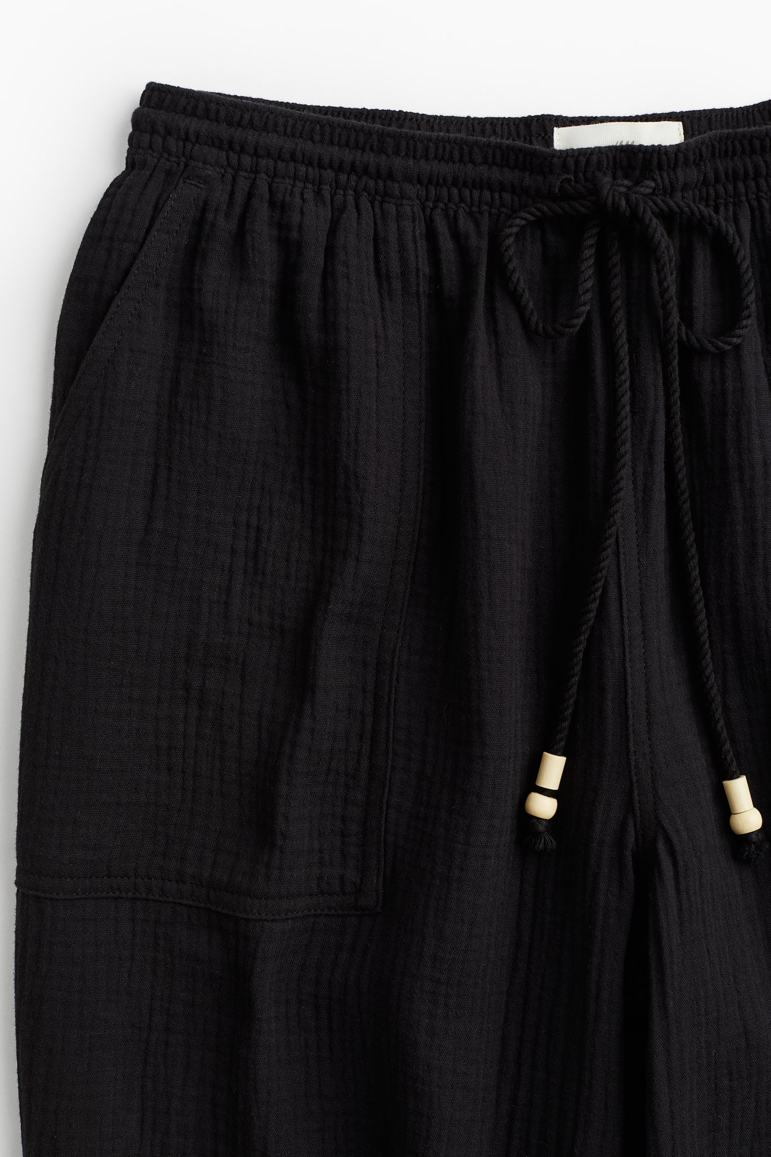 Muslin pull-on trousers - Black - 3