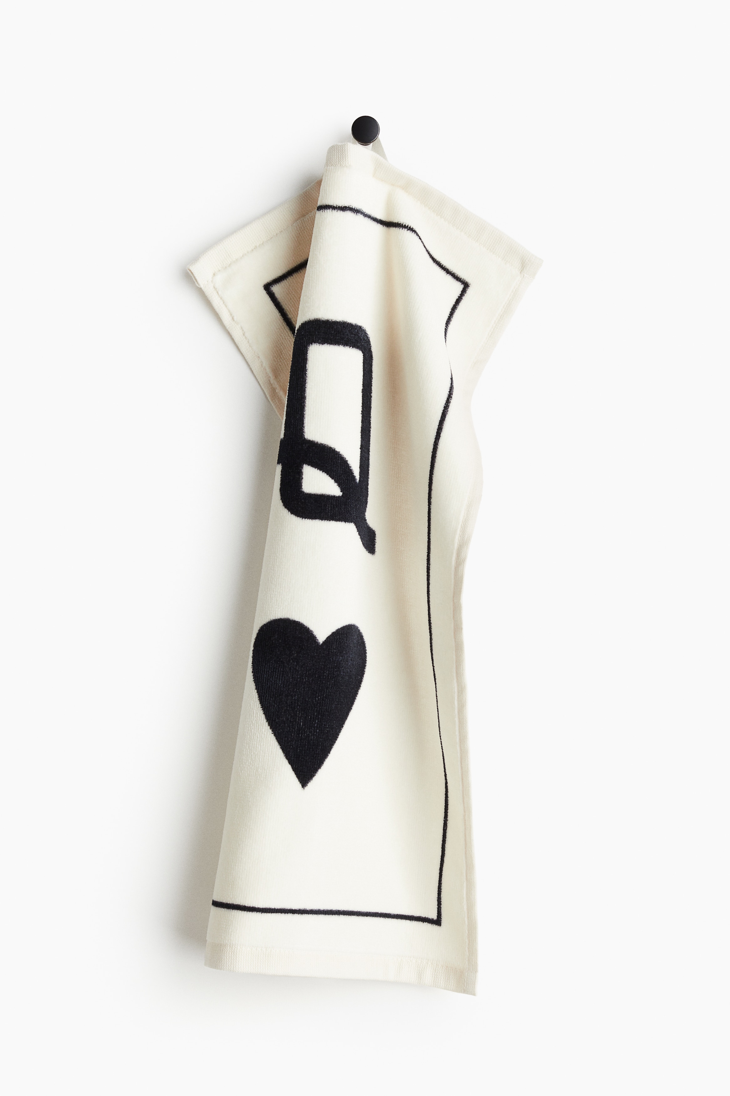 Velour Guest Towel with Motif - White/black heart - Home All | H&M US