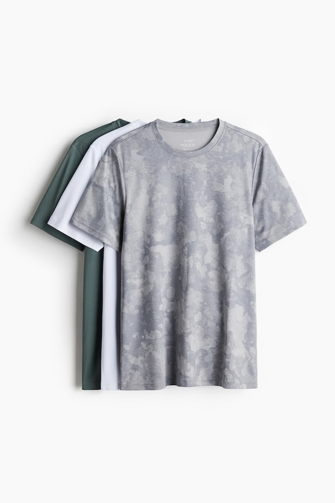 3-pack Regular Fit sports tops with DryMove™ - Dusty green/White/Grey/Black/White/Dark grey/Black - 1