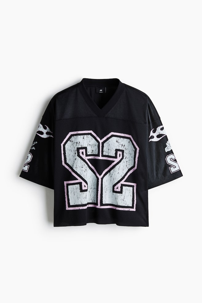 T-shirt ample en filet imprimé - Noir/22/Blanc/22/Bleu foncé/W. Coast 95/Blanc/Côte Ouest 95 - 1