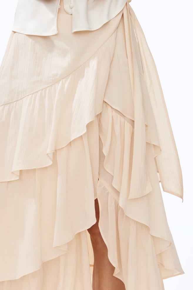 Tiered Wrap Skirt - Light beige/Black - 3